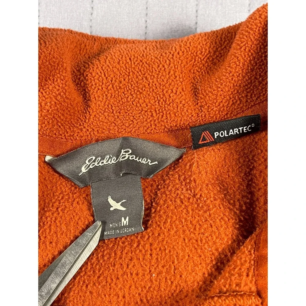 Eddie Bauer Men's Fleece 1/4 Zip Pullover Sweatshirt Size Medium Orange Polartec